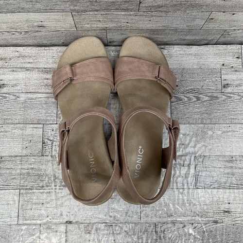Vionic Adelaide Pink Suede Wedge Sandals Women Size 11 - Picture 8 of 10