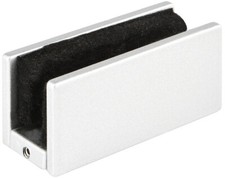 Bodenf&uuml;hrung Glast&uuml;r verstellbar silber / edelstahlfarben / schwarz Bodenschiene