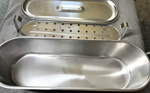 INOX 18/10 Stainless Steel Fish Poacher Steamer Roaster Baking Pan 3pcs Italy - Picture 7 of 9