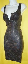 HAUTE MONDE WOMEN'S SEXY BUILT-IN-BRA SHIMMERY PULLOVER DRESS STRETCHY M NWT