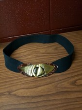 Karen Scott Elastic Black Belt Gold Buckle size medium