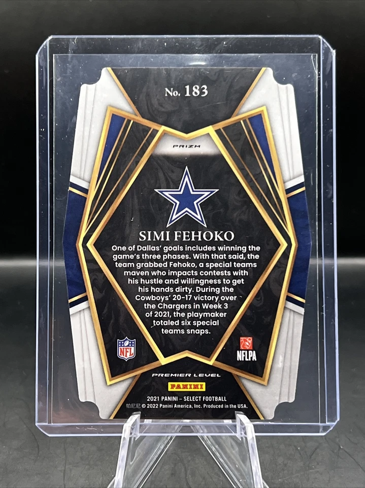 2021 Panini Select - SIMI FEHOKO ROOKIE PREMIER LEVEL BLACK & GOLD PRIZM #183 - Image 3 of 3