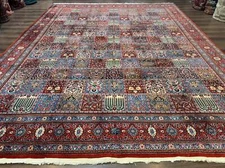 Large Per'sian Gh'om Rug 10x13 Panel Design Fine 260 KPSI Red Multicolor Signed