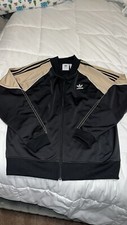 ADIDAS Superstar Track Jacket Mens Black/Beige Full Zip. Size MEDIUM