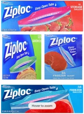 Ziploc Variety Pack – 54 Freezer Quart Bags – 38 Freezer Gallon Bags – 125 Sa...