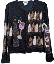 Mark John By Gopal Silk Beaded Jacket Womens L Vineyard Wine Tasting Sommelier