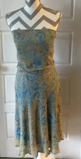 Morrell Maxie Women Blue and Brown Casual Dress size 8 Paisley Floral