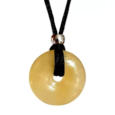 Citrine Necklace Pendant Crystal Donut 30mm Gemstone Mood Lift Crystal & Boxed