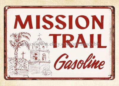 nostalgic garage shop modern wall art Mission Trail Gasoline metal tin sign