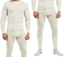 Winter Thermal Knit Underwear - Cold Weather Long John Top or Bottom White