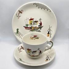 Vintage Retro 1950's Alfred Meakin Brixham Tea Trio,Teacup,Saucer,Plate🎣⛵️🌊💦