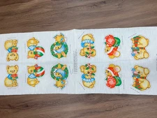 CHRISTMAS Vintage 6 BABY ANIMALS Soft Sculpture TREE ORNAMENTS Fabric Panel