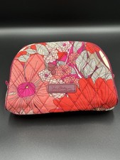 Vera Bradley Bohemian Blooms Makeup Bag Cotton Zipper Handle Pink Red Multicolor