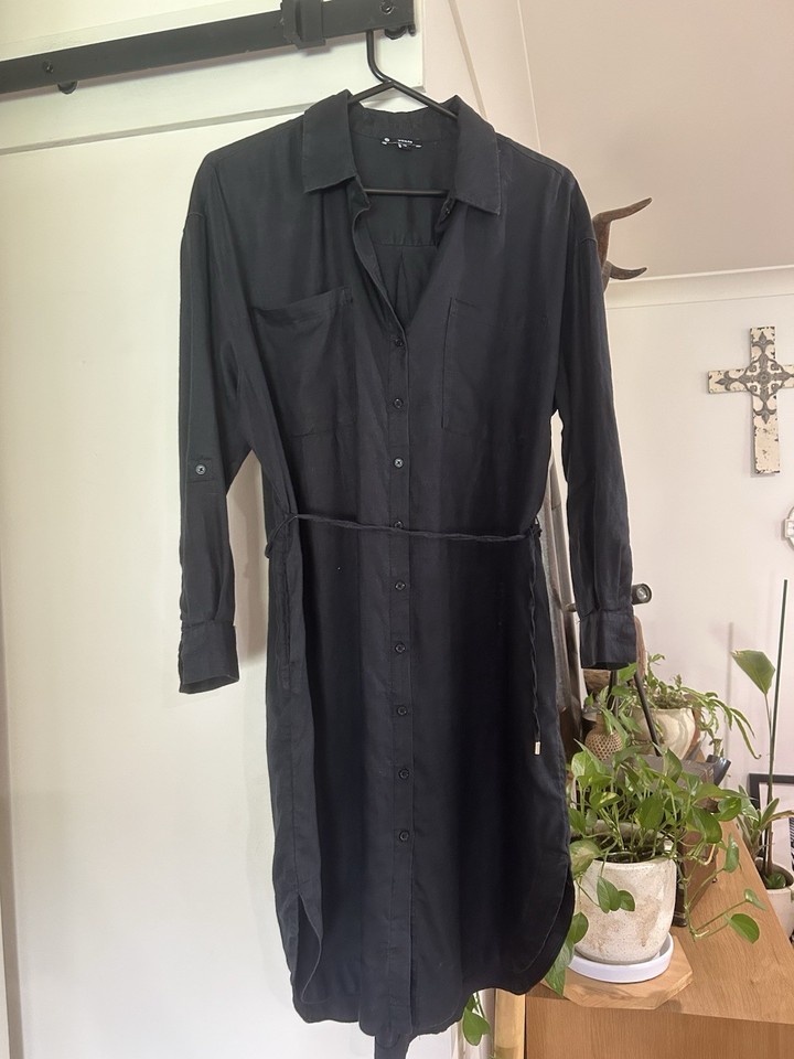 Target Woman Black Linen Shirt Dress, 12