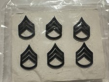 U. S. Army Subdued Rank Device Pins- Staff Sergeant 3 Pair 6 Military Pins Black