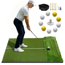 5x4FT Golf Hitting Mat: Dual-Turf, Shock-Absorbing Base   Indoor/Outdoor