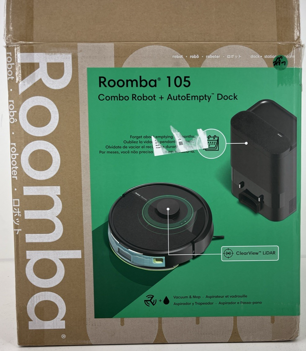 iRobot Roomba 105 Combo Vacuum & Mop + AutoEmpty Dock LiDAR Self