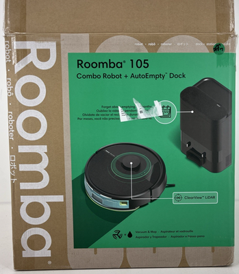 iRobot Roomba 105 Combo Vacuum & Mop + AutoEmpty Dock LiDAR Self