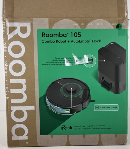 iRobot Roomba 105 Combo Vacuum & Mop + AutoEmpty Dock LiDAR Self-Empty