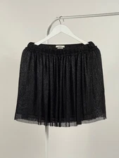 Isabel Marant Etoile Viscose Metal Mini Glitter Skirt Elastic Waist Ruffles 40