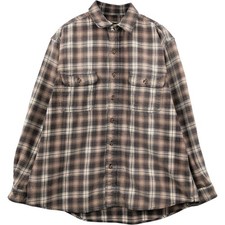 Used FIELD and STREAM long-sleeved heavy flannel check shirt men's size L eq...