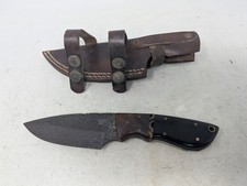 Custom Handmade Fixed Blade Knife w/ Leather Sheath Wood Horn Handle 163
