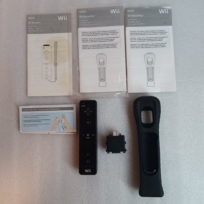Official Nintendo Wii Remote Plus Controller Black RVL-003 + Motion Plus + Cover