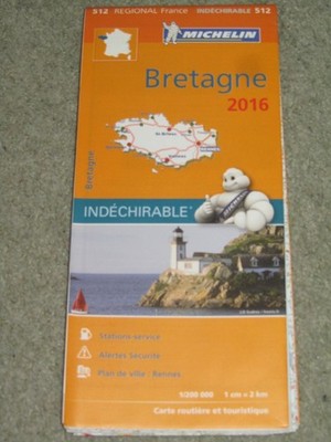 France; Michelin Regional Map 113 Brittany - Tear proof paper - 2016 edition