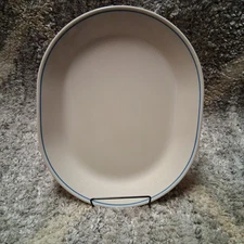 Corelle Blue Lily Oval Serving Platter Beige with Blue Band 12 1/4"