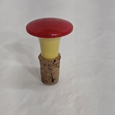 Vintage Red Yellow Bottle Laundry Sprinkler Top Hard Plastic & Cork Made in USA