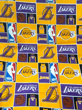 Vtg NBA Los Angeles LAKERS Basketball Block Patch COTTON FABRIC 19" x 44"