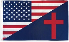 USA/Christian Combo 3x5ft Poly - Religious American Christian Outdoor 5X3 Flag