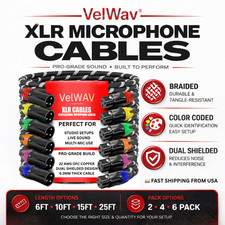 VelWav - XLR Microphone Cable 3-Pin Male to Female Balanced OFC Braided Shielded