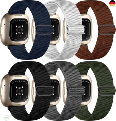 6 Pack Armband Kompatibel mit Fitbit Versa 3/4 und Sense - Verstellbares Nylon