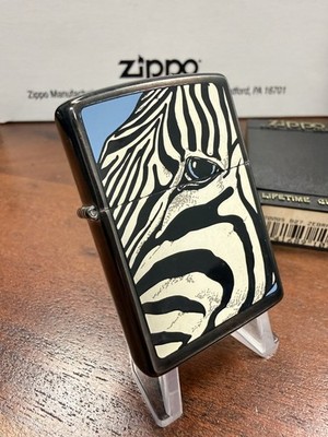 Zippo Feuerzeug BARRETT SMYTHE ANIMAL FRIENDS ZEBRA Midnight Chrome 1992 NEU