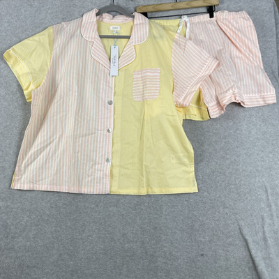 Bed Head Womens Organic Cotton Pajama Set Size 3X Striped Top Shorts Eco Casual