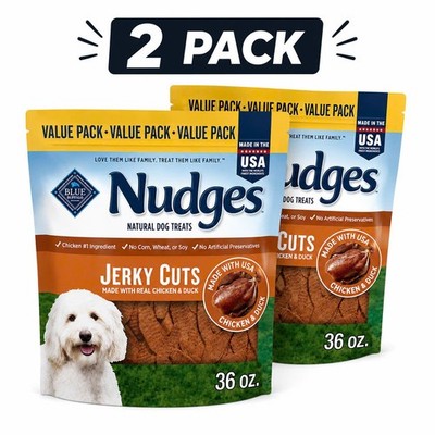 (2 Pack) Blue Buffalo Nudges Chicken & Duck Jerky Dog Treats, 36 oz 