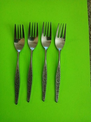 Interpur Jardinera Japan Floral Daisy Stainless 7 5/8'' Dinner Forks Set 4