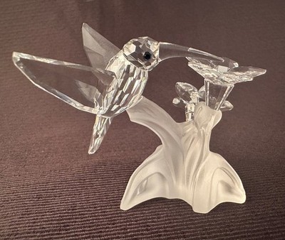Vintage Swarovski Crystal Hummingbird and Flower Figurine 90's