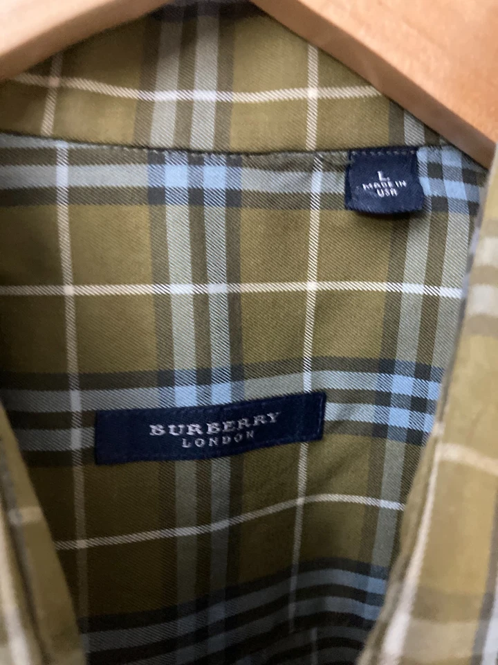 Camisa con botones verde/azul/blanco grande 16,5/42 Burberry en muy buen estado Foto 3 de 4