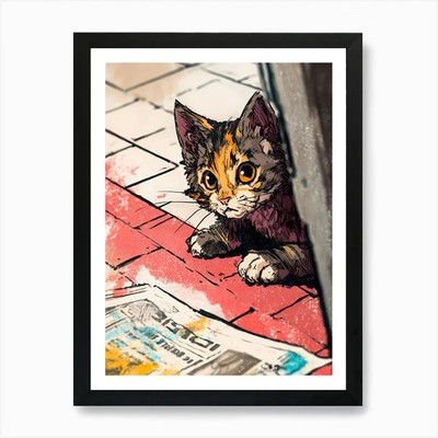 Kätzchen Katze 7 Kunstdruck gerahmt Wand A gerahmt Wandbild Poster Leinwanddruck Bild