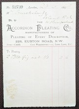 1894 The Accordion Pleating Co. Manufacturers 228 Euston Road London Invoice