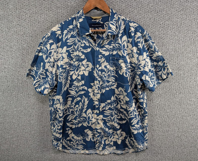 Tommy Bahama Floral Hawaiian Print Holiday Batik Surf Camp Resort Button Shirt L