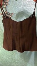 Missguided Black Satin Polyester Corset Bustier Spaghetti Straps Size S