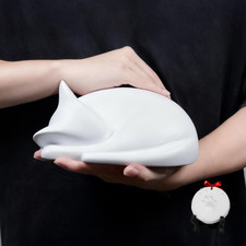 Sleeping Cat Urn for Ashes with Paw Print Kit, Capacity 0.5L, Carefully Handmade
