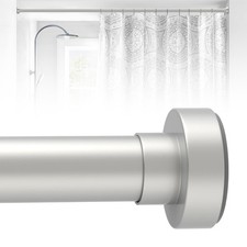 Silver Shower Curtain Rod 34 to 43In,Small Spring Tension Shower Rods for Bat...