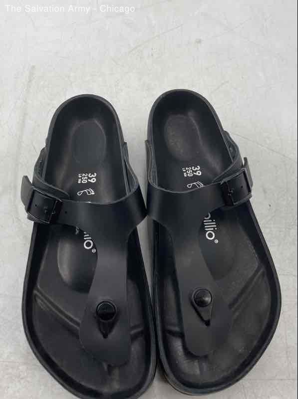 Papillio By Birkenstock Womens Black Leather Casual Slip On Thong Sandal Size 8