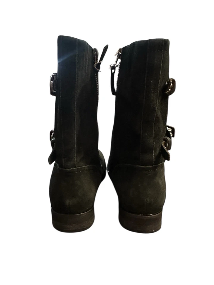 ¡NUEVO! Botas de moto OTBT Causeway para mujer gamuza cuero media pantorrilla cremallera lateral negras 7 M Foto 4 de 4