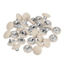 30pcs Fabric Cloth Covered Button 11.5mm Metal Round Sewing Buttons, Beige
