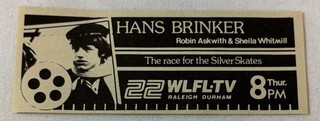 1987 WLFL tv ad movie HANS BRINKER race for the silver skates Robin Askwith
